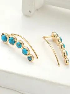 Bohemian Elegant Round Synthetic Turquoise Hoop Earrings for Women, Cartilage Studs, Perfect Holiday Gift