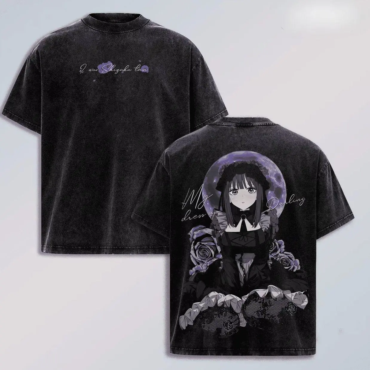 Anime My Dress-Up Darling T Shirt Kitagawa Marin Washed Y2k T-shirt For Men Clothing Summer Short Sleeve Pure Cotton Tees Tops