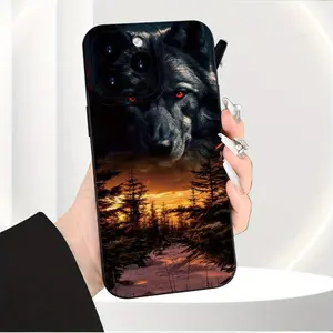 Fashion Wolf Barking Sound Landscape Design Phone Case, TPU Shockproof Full Protection Case, Suitable for iPhone 17/16/15/14/13/12/11 PRO MAX PLUS AIR E XS and PROMAX MINI, Ideal Gift for Friends and Family, MS2326