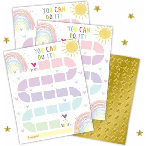 10  Chart with 206 Golden  Stickers-Boho Rainbow Theme -Incentive Chart,Positive Behavior  Chart for , Homework Assignments, Attendance(8"X10")-A03