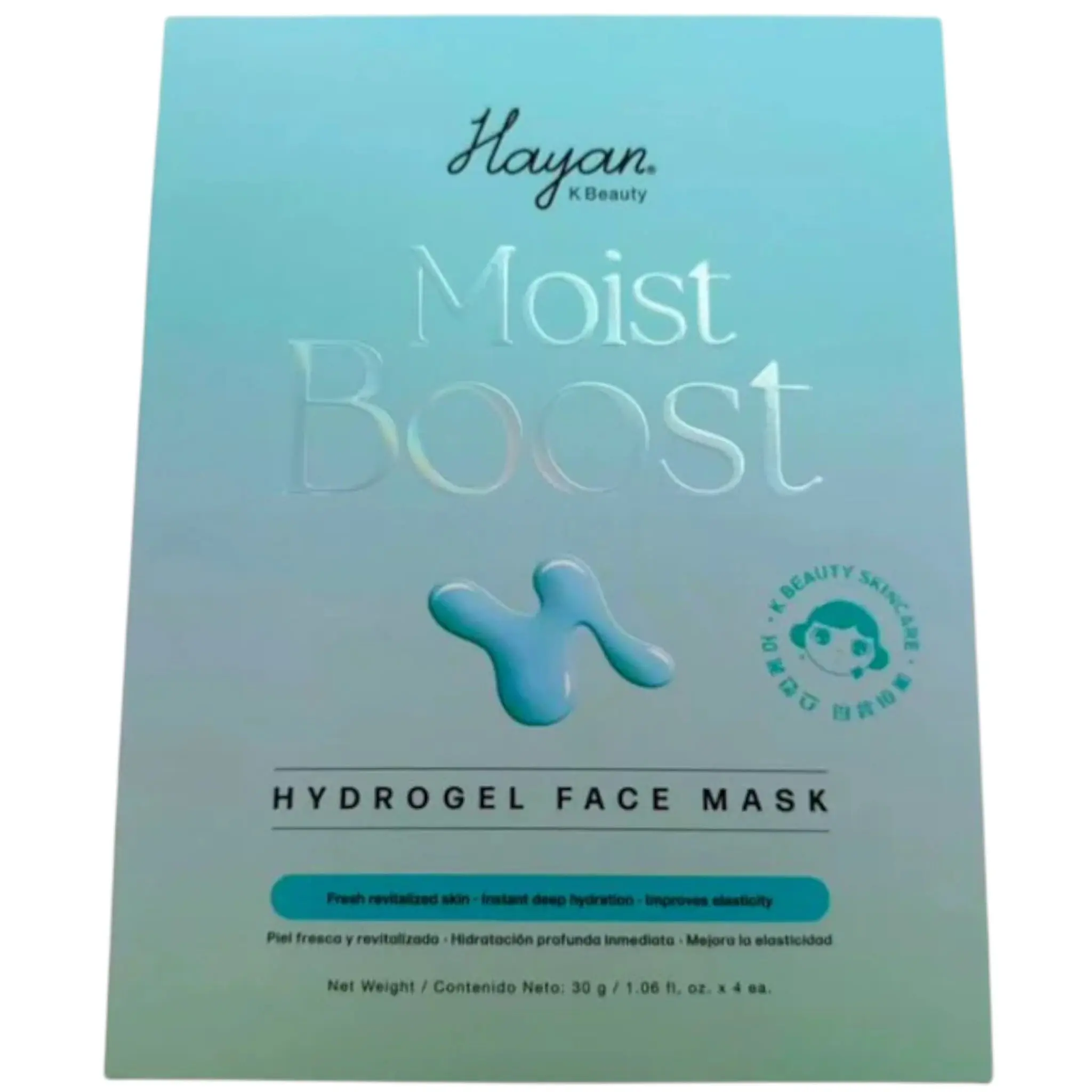 Mascarilla Facial Hidrogel Moist Boost Hayan Cosmetics - Venta al por Mayor 4 Unidades (HAHYMO)
