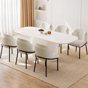Guyii Oval Dining Table Set,  Modern Kitchen Table with 4/6/8 Chairs, Indoor Rectangular Dining Room Table for Kitchen, Living Room