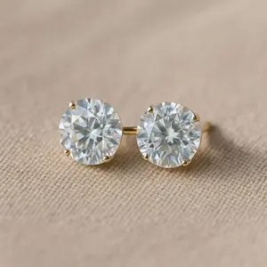 14K Gold Diamond Stud Earrings, Round Brilliant Solitaire Studs, IGI Certified Jewelry, Luxury Gift for Women