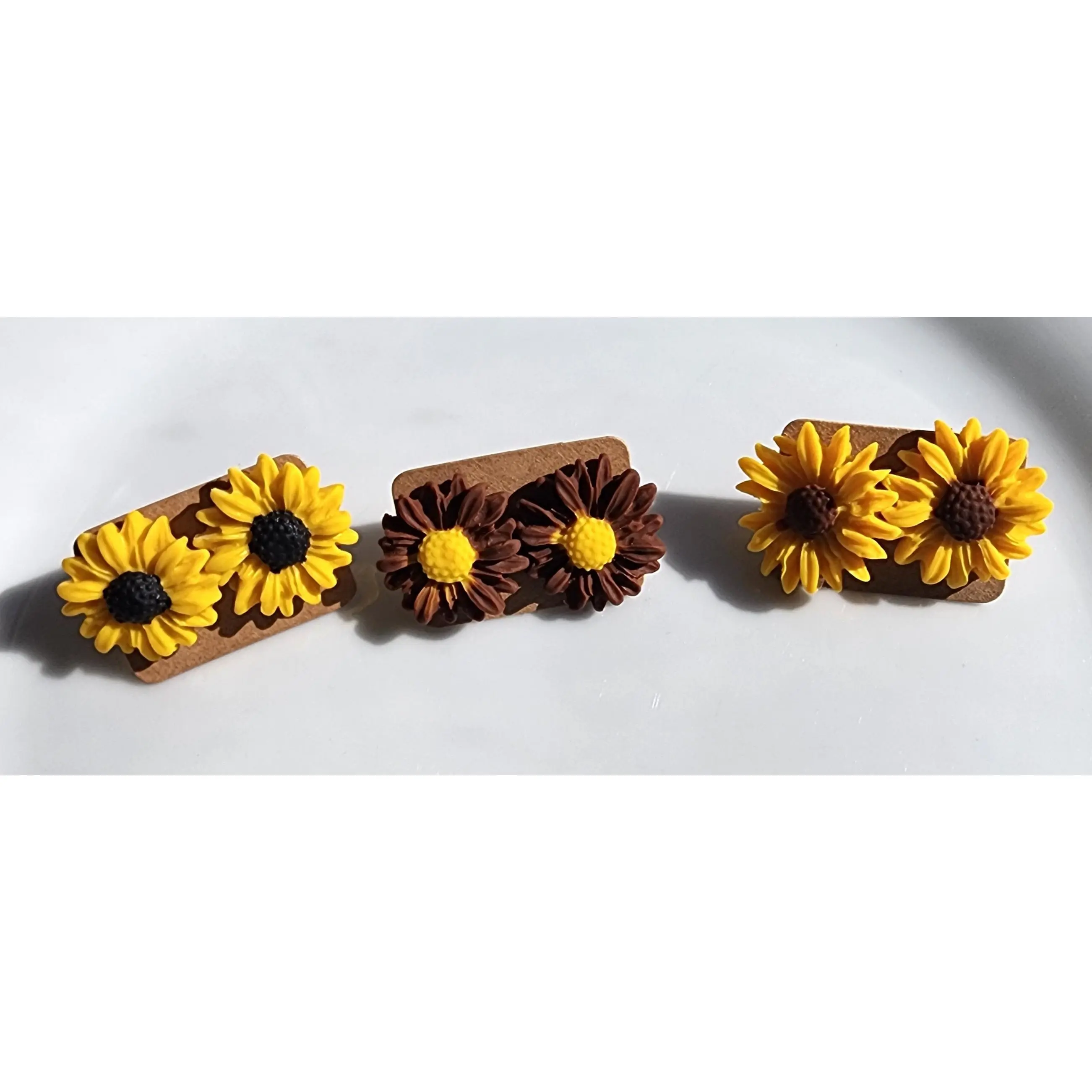 Handmade Sunflower Stud Earrings – Polymer Clay Flower Jewelry
