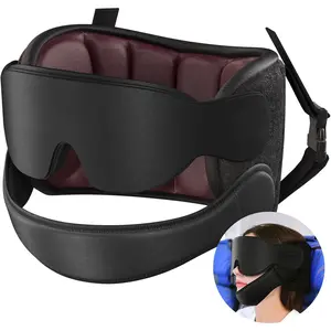 Travel Pillows for Airplanes with Sleep Eye Mask, Chin Strap, Airplane Pillow for Long Flights,  Road Trip, 360? Headrest, Stop Bobblehead, FSA HSA Eligible, Red