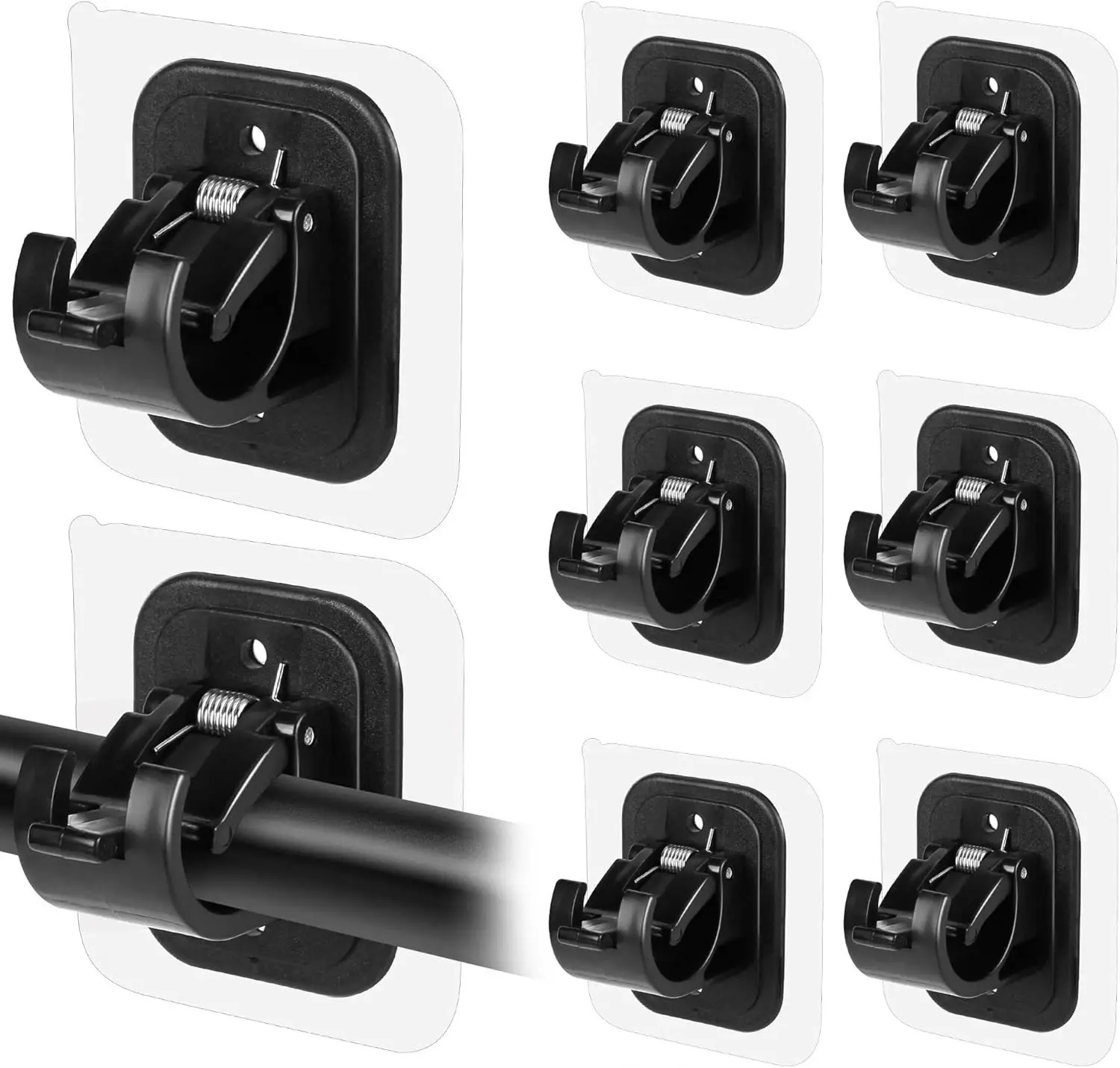 8 PCS No Drill Curtain Rod Brackets No Drilling Self Adhesive Curtain Rod Holder