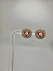 Vivandi Red Heart Evil Eye Stud Earrings