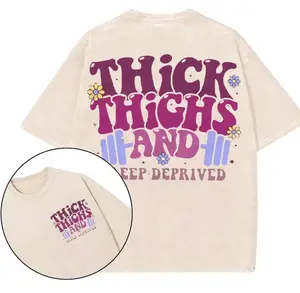Thick Thighs and Sleep Deprived Gym T-Shirt, Gym Shirt, Graphic Gym Shirt, Vintage Washed Tee Conton, Trending Unisex Graphic Tee For Men and Women, Casual Outfit, Comfortable Menswear & Womenswear Top, Dec19