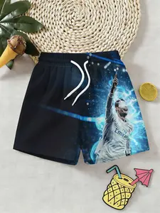 Trendy Boys' Lightning Football Star Cr7 Shorts, 3D Beach Pants Sports Style Kids Vacation Wear, Outdoor Gift, Birthday Present, 2026 World Cup