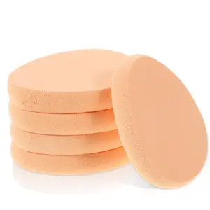 5 PCS Flat Makeup Sponges for Foundation, Smooth Foundation Sponge, Beige Cushion Foundation Puff, Make Up Sponges for Professional Makeup