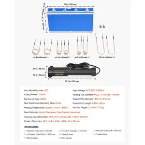 VEVOR Induction Heater Bolt Removal, 1100W 110V Magnetic Induction Heater Kit, Handheld Nut Buster Tool, Mini Heating Machine for Rusty Screw Removing, Car Garage Repairing Tools with 8 Coil and Box