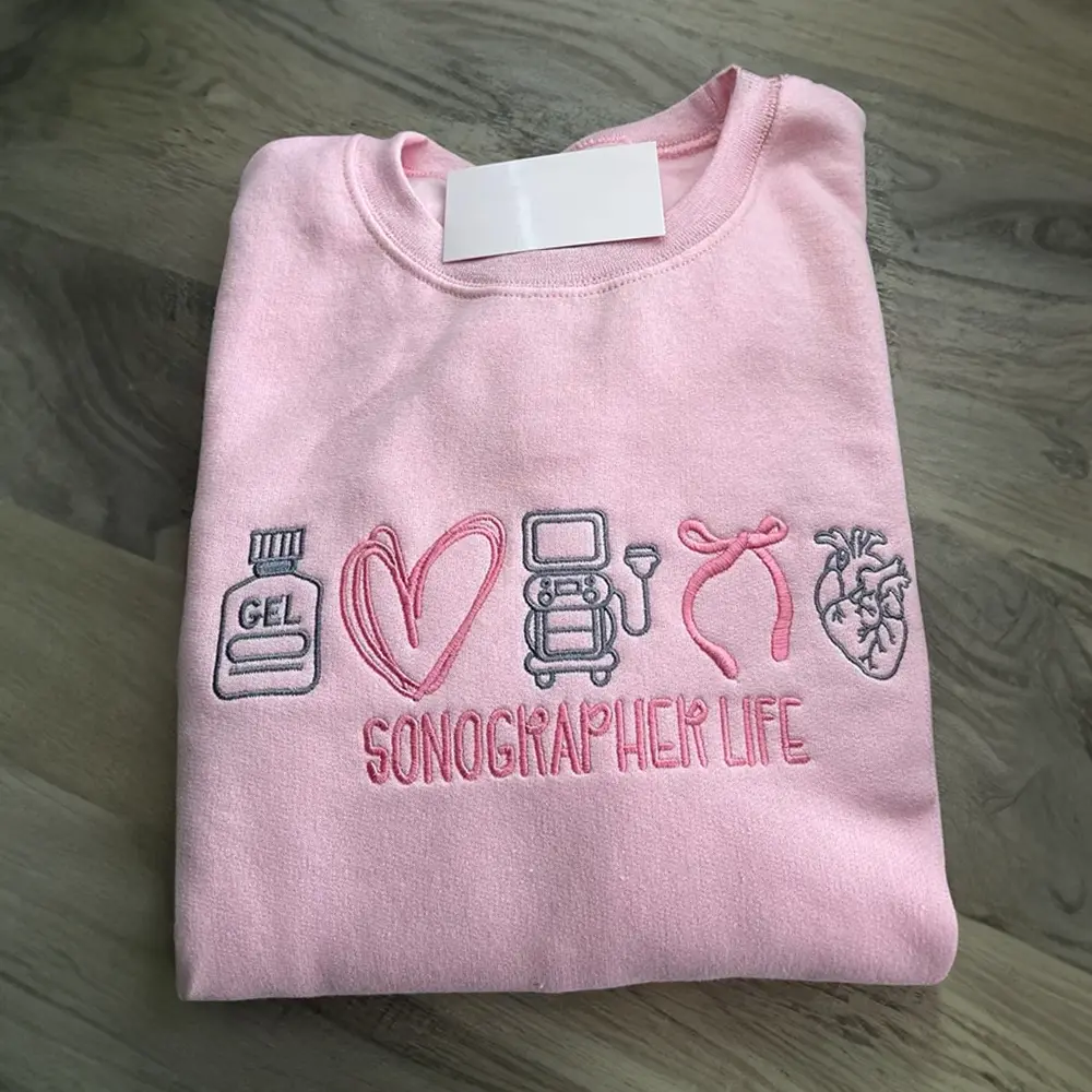Cardiac Sonographer Embroidered Sweatshirt | Ultrasound Tech Crewneck Pullover | Medical Sonography Gift