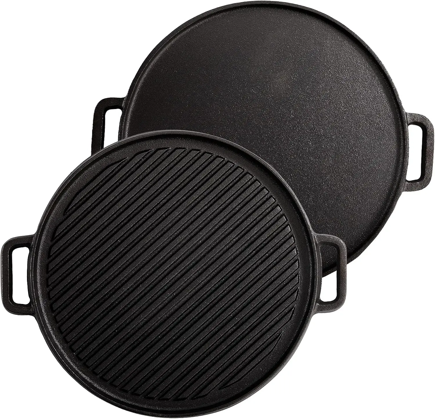 12 Inch Cast Iron Griddles, 2-in-1 Reversible Grill/Griddle with Handle, Reversible Grill Plate Skillet for Stovetop, Gas Range, Electric Stovetop, Grill Open Fire