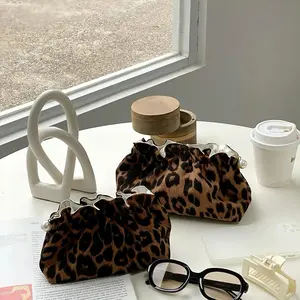 2 Pack Luxury Portable Leopard Print Cosmetic Bag, Multifunctional Storage Pouch, Korean Style Clutch for Women Evening Party Daily Use