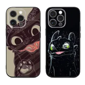 Toothless Baby Dragon Cute Phone Cases For iPhone 17 Promax Pro Air 16 Plus 15 14 13 12 11 Soft Black TPU Shockproof Protective Cover Gift For Birthday Christmas Halloween