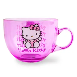 Sanrio Hello Kitty Pink Glass Mug | Holds 16 Ounces Sanrio Hello Kitty Pink Glass Mug | Holds 16 Ounces