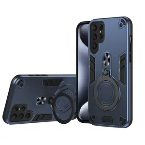 MECHA-STYLE,Heavy Duty Polycarbonate Cellphone Case - Impact Protection, 360° Rotating Kickstand,  Built-in MagSafe Magnet, 100+ Angle Adjustment Handheld Devices Accessory for SAM A/S series(Black/Blue/Gray)S24 S25 ULTRA S23 FE A55 A54 A36 A25