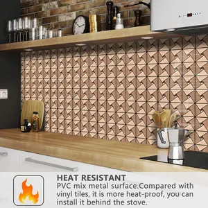 Vamos Tile 10PCS Peel and Stick Backsplash Tile with Gloves, Tiles Sticker - 12"x12" Metal Tile Stick on Backsplash for Kitchen and Bathroom, Windmill Puzzle Glass Mixed Self Adhesive Mosaic Tiles Decor Decorative