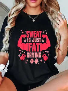 100% Cotton Funny Exercise Workout Women Gym Training Quote T-Shirt