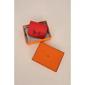 Pre-owned HERMÈS Designer Handbag/Wallet Constance Slim Wallet Rouge De Coeur Epsom 2021 PHW