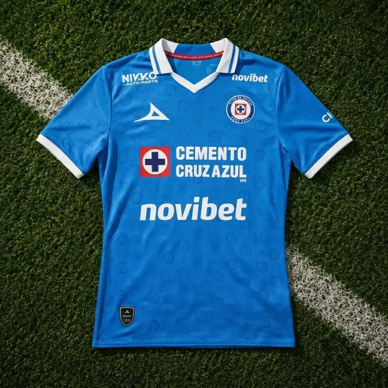 Cruz Azul Full Logo Soccer Jersey 2026-2027 - Blue White Football Fan Shirt, UnisexGame Day Sports Top