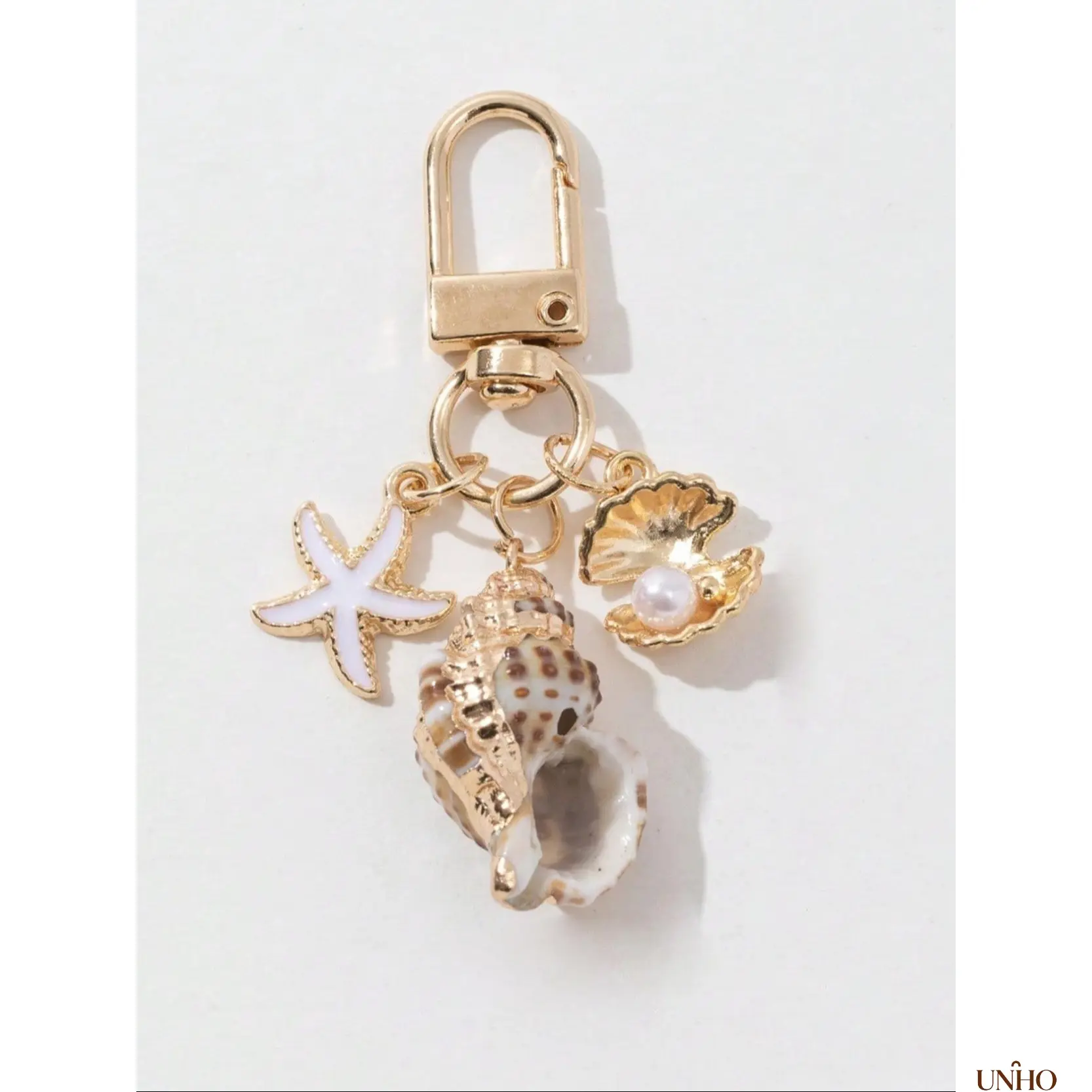 Shell Starfish Conch Key Ring Bag Charm, Trendy All-Match Marine Pendant Unisex For Women Men, Exquisite Decor Accessory For Daily Handbags Backpacks Car Keys & Birthday Gift