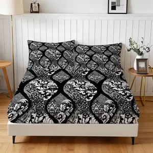 Elegant Paisley Grass Leaf Pattern Fitted Sheet, Classic Retro Bedding Set (1 Sheet + 2 Pillowcases, No Pillow Insert), Suitable For Teenagers And Adults, Guest Rooms, Dormitories, Master Bedroom Scenarios