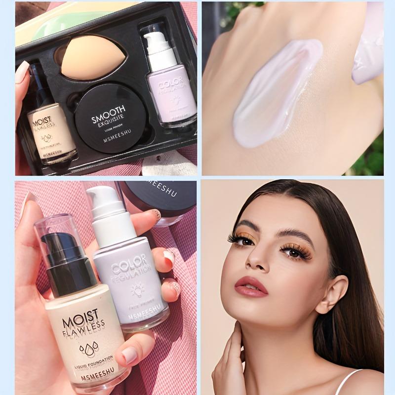 Complexion 4-piece gift set: two shades suitable for most skin tones. One set covers the entire complexion—lightweight, natural finish, no caking, perfect for beginners.