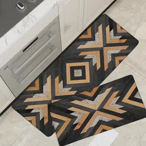 Black Boho Aztec Kitchen Mats Rugs Sets of 2 Cushioned Anti Fatigue Floor Mat Western Foam Comfort Waterproof Standing Mat for Sink Laundry