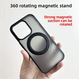The rotating bracket is magnetic and suitable for iPhone 16 Pro Max/15pro/14/13 series, with transparent frosted wireless charging fulcrum, high-grade protective cover to prevent falling, and 360° ring. 007
