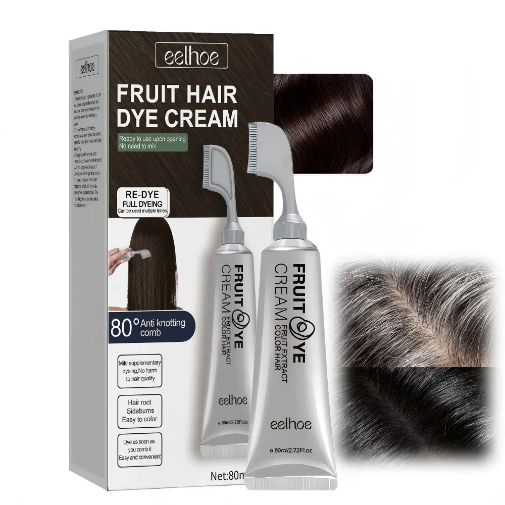 Brown Black Hair Dye Cream Comb, 2026 New No Bleaching Hair Dye for Women, Dark Hairs Color Cream for Men, Easy Root Touch Up Hairs Color Comb for Gray Hair for Seniors,Sulfate-Free &Ammonia-Free Herbal Dye
