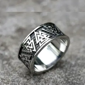 New 316L Stainless Steel Rings Viking Odin Rune Thor Hammer Amulet Vintage Aegishjalmur For Men Women Jewelry Gifts