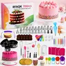 RFAQK 700PCS Sturdy Steel Cake Decorating Kit - Plastic Springform Pans, Turntable, Piping Tips, Icing Spatulas, Cake Leveler, Fondant Tools, Cleaning Brush, Cupcake Toppers for Baking, Ideal Gift for Bakers