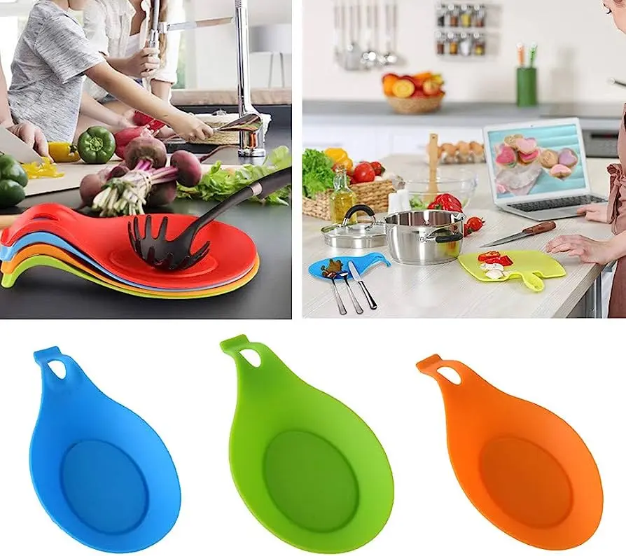 Silicone Spoon/ Utensil Rest – Heat-Resistant, Non-Slip, Easy to Clean Cutlery Stylish