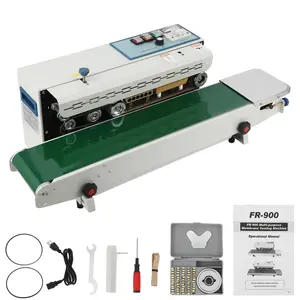 Garvee FR900K Continuous Band Sealer 110V with Automatic Horizontal Sealing, Digital Temperature Control for PP, Aluminum Foil, PVC, and Plastic Bags, Commercial Grade, Dimensions 33x15x11 in