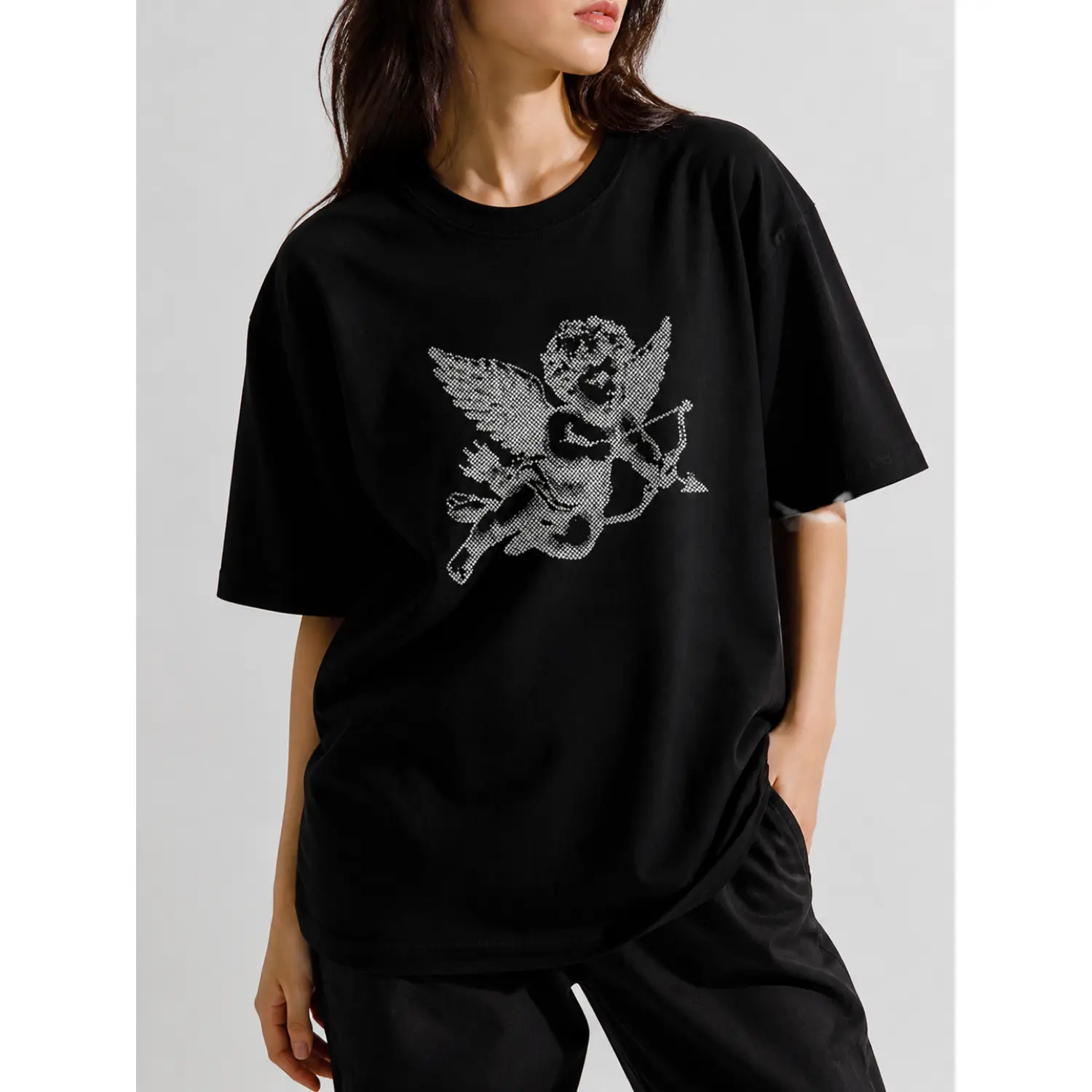 Cupid Angel Graphic T-Shirt, Unisex Vintage Gothic Grunge Emo Streetwear for Men & Women Casual Christmas