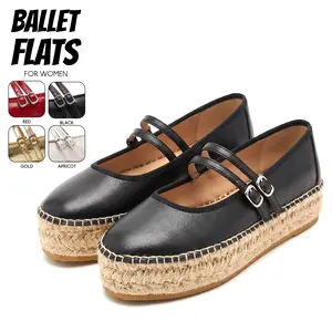 Ballet Flats For Women Round Toe Flat Heel Raffia Sandals Adjustable Double Straps Espadrilles Sandals  Easy Slip On Mary Jane Casual Date Cosplay Gift Trendyt Flats Shoes