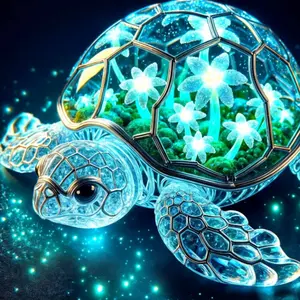 1pc 40×40cm/15.7×15.7in, Round Diamond Painting Set, 5D Square Drill Diamond Painting, Glowing Turtle, Round Diamonds/Square Diamonds, Large-sized Diamond Craft Artwork, Perfect for DIY or Home Decoration, Family Gift