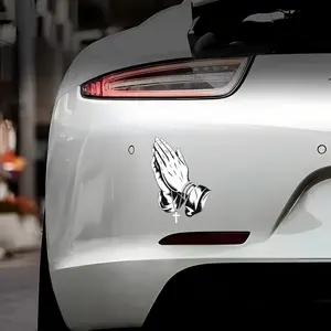 1PC Spiritual Comfort Praying Hands Car Stickers, Automobile Decals, Black & White Icon Graphic Car Side Window Decals, Waterproof & Sunproof, Suitable for Motorcycles, Laptops, Helmets and More, Bring Inner Peace, Hot-selling Healing Decals