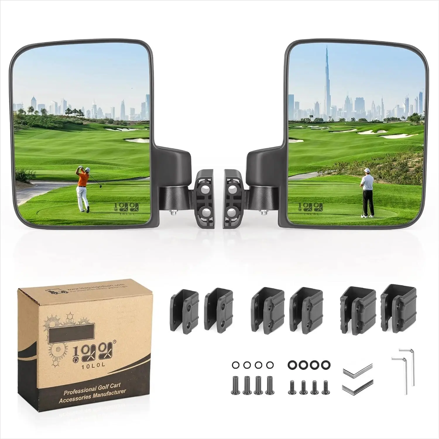 No Drilling Golf Cart Side Rear View Mirror For EZGO, Club Car, G29 And Most Square Frame Golf Carts, Easy Installation，Stay Firlmy