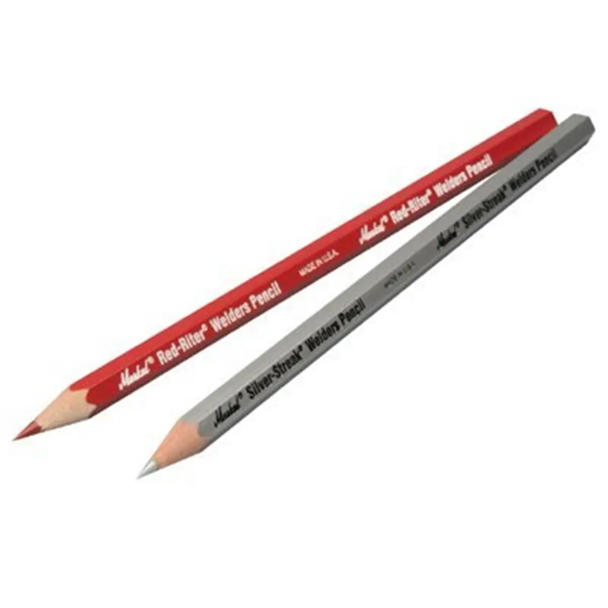 212 MAIN LA-CO Industries High Visibility Metal Mark Pre-Sharpened Streak Welders Pencil, Silver, Wood Case - 12 Count
