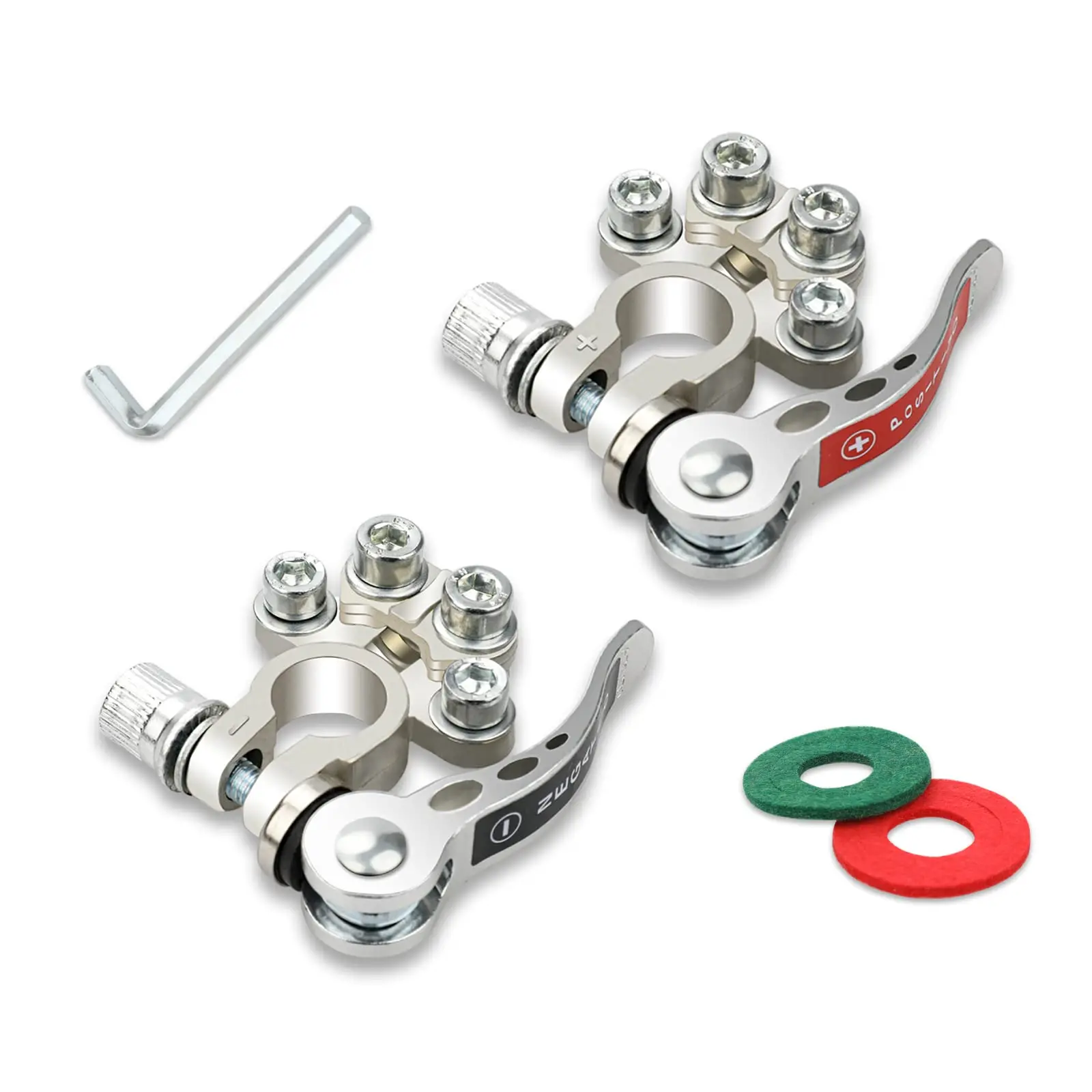 2PCS 4-Way Quick Release Disconnect Battery Terminal Connectors, Positive Negative Cable Ends for SAE/JIS Type A Posts