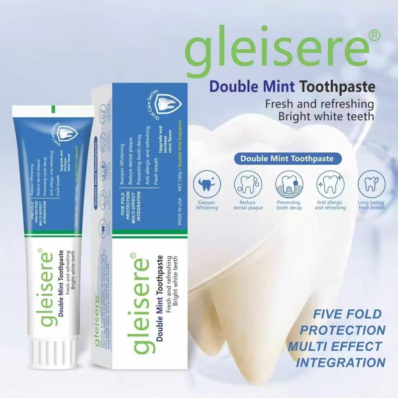 3PCS Double Mint Toothpaste, Specialized in Halitosis, Bright White Teeth, 5-Layer Defense System, 100g
