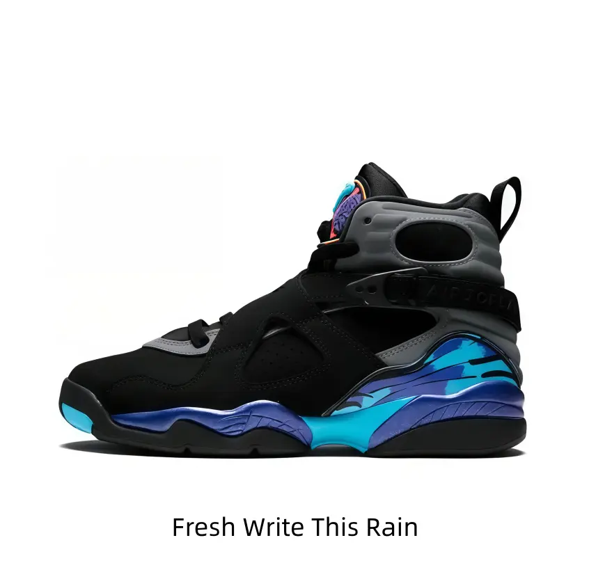 Black Suede High-Top Running Shoes, Sports Collectible Accessories with Gradient Cyan-Dark Blue Patterned Side Walls, Grey Padded Ankle Collar for Futuristic Streetwear Outfits