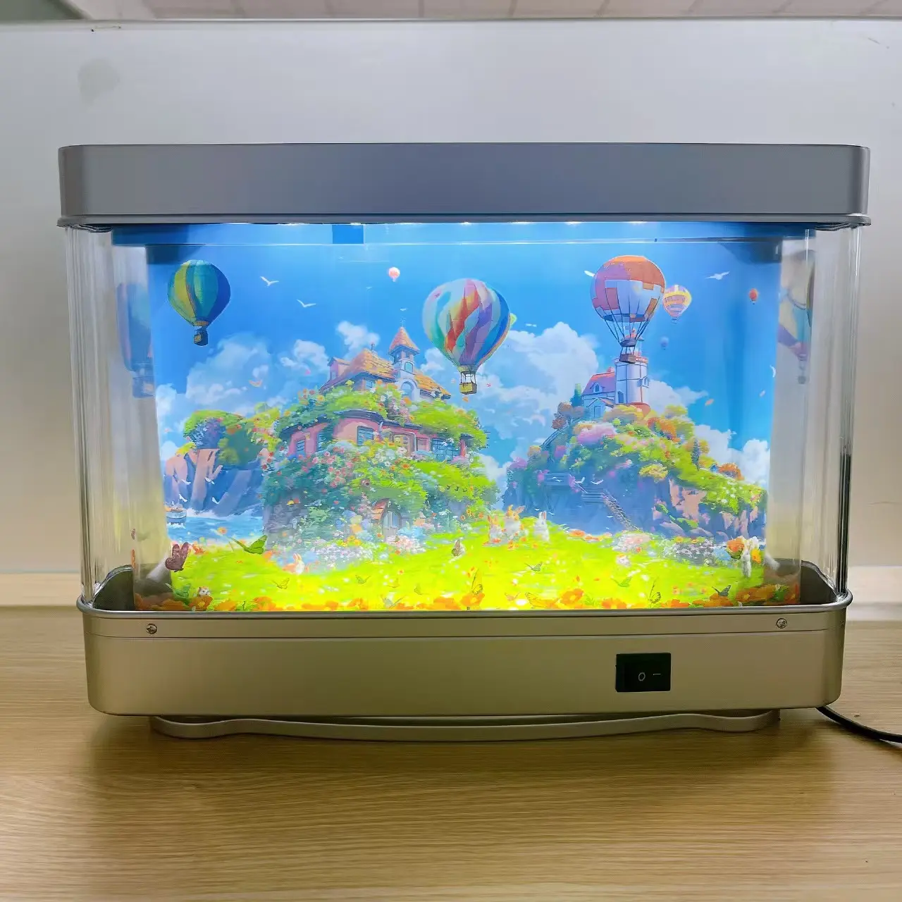 Fake Fish Tank Lamp - Moving Aquarium Night Light with Virtual Ocean Effect, 80s Retro Design for Adult Relaxation, Frutiger Aero Artificial Aquarium Decorative Lamp (US Plug)
