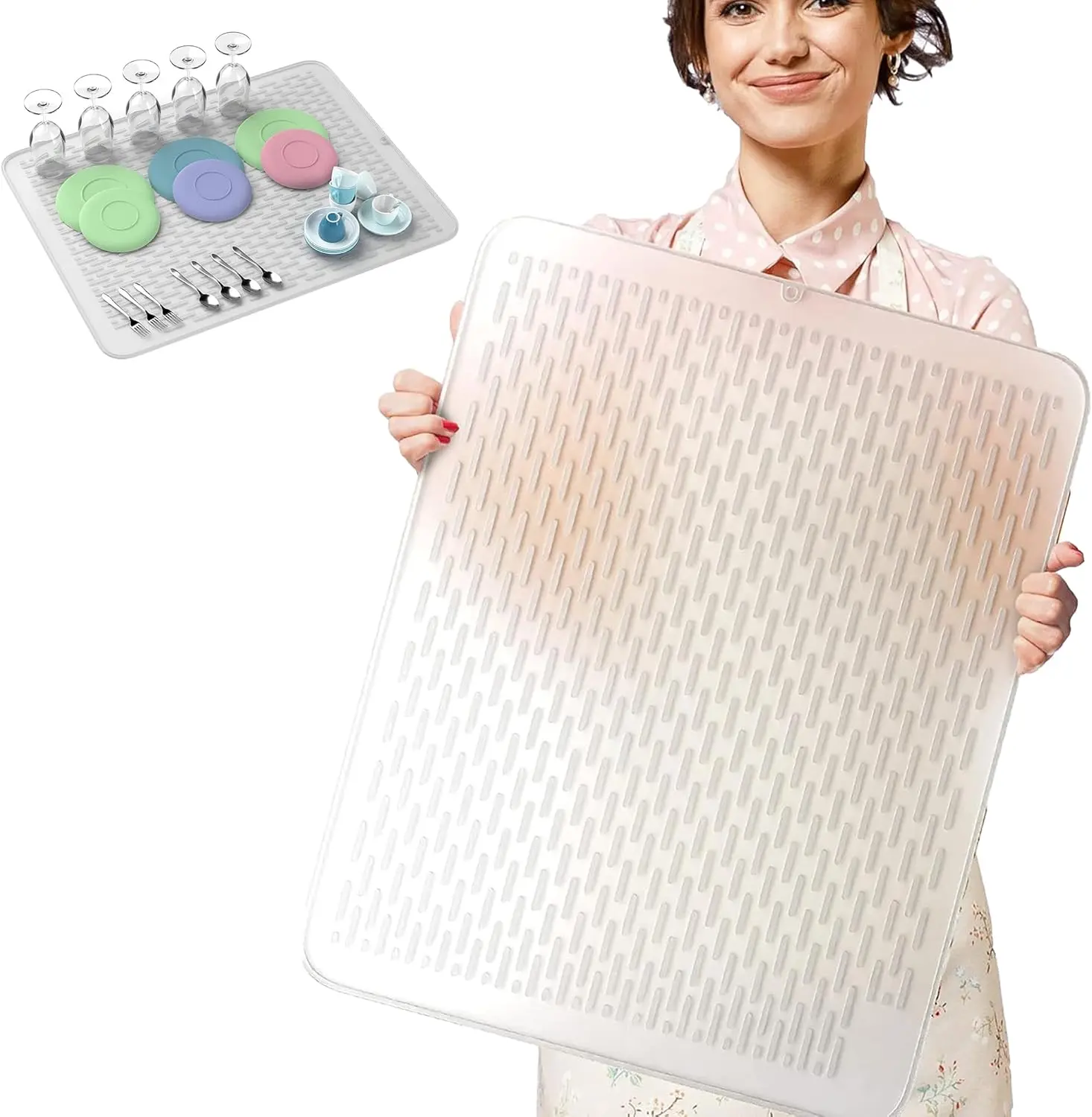 (30 inch by 24 inch) heavy duty  dish drying mat for kitchen counters by MonsterMat (Translucent, XL - 30"x24")