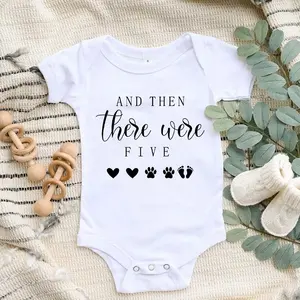 Pregnancy Announcement Infant Bodysuits and Then There Were Five Baby Romper Newborn Shower Gift Baby Coming Soon Jumpsuit