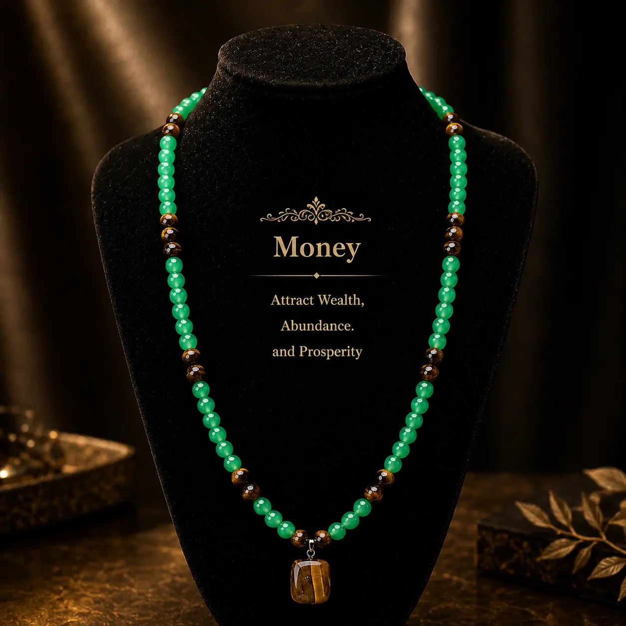ARPURRAINA Unisex 69cm Bead Embellished Crystal Necklace - Green Aventurine & Tiger Eye Pendant, Colored Crystals Healing Jewelry, Ideal Gift for Anniversaries, Sweater Chain, Crystal Necklaces, Bead Embellished Necklaces,summerwins