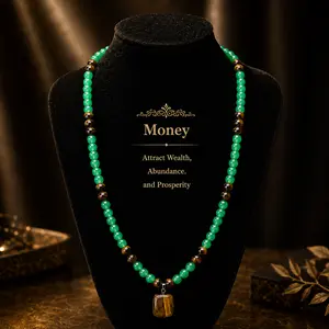 ARPURRAINA Unisex 69cm Bead Embellished Crystal Necklace - Green Aventurine & Tiger Eye Pendant, Colored Crystals Healing Jewelry, Ideal Gift for Anniversaries, Sweater Chain, Crystal Necklaces, Bead Embellished Necklaces,summerwins