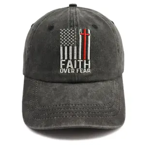 Christian Gifts for Men Women, Faith Over Fear American Flag Hat, Religious Gifts for Birthday Thanksgiving Christmas, Jesus Cross Baseball Cap